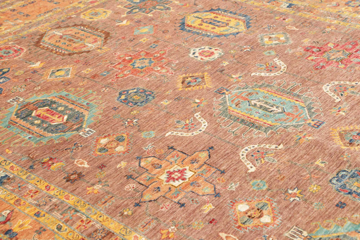 Karakul Teppich 9 x 12 ft (272 x 379 cm) Rosenholz Apricot handgeknüpft | 482488