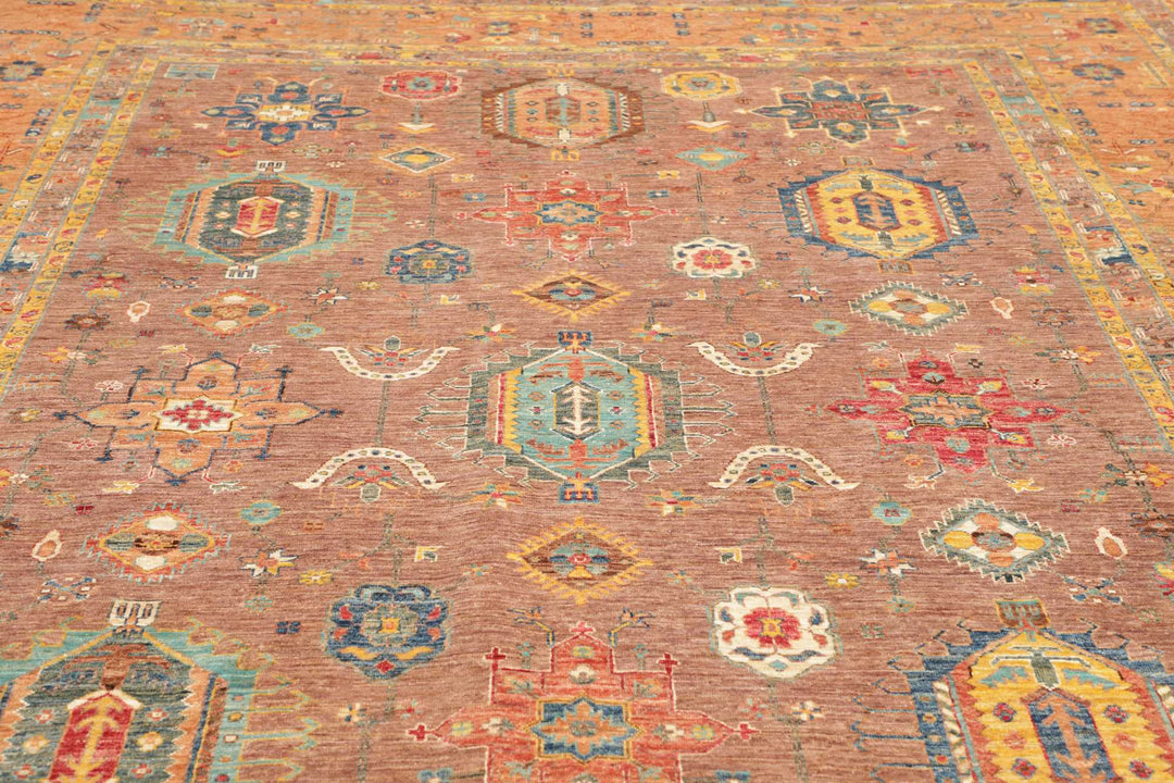 Karakul Teppich 9 x 12 ft (272 x 379 cm) Rosenholz Apricot handgeknüpft | 482488