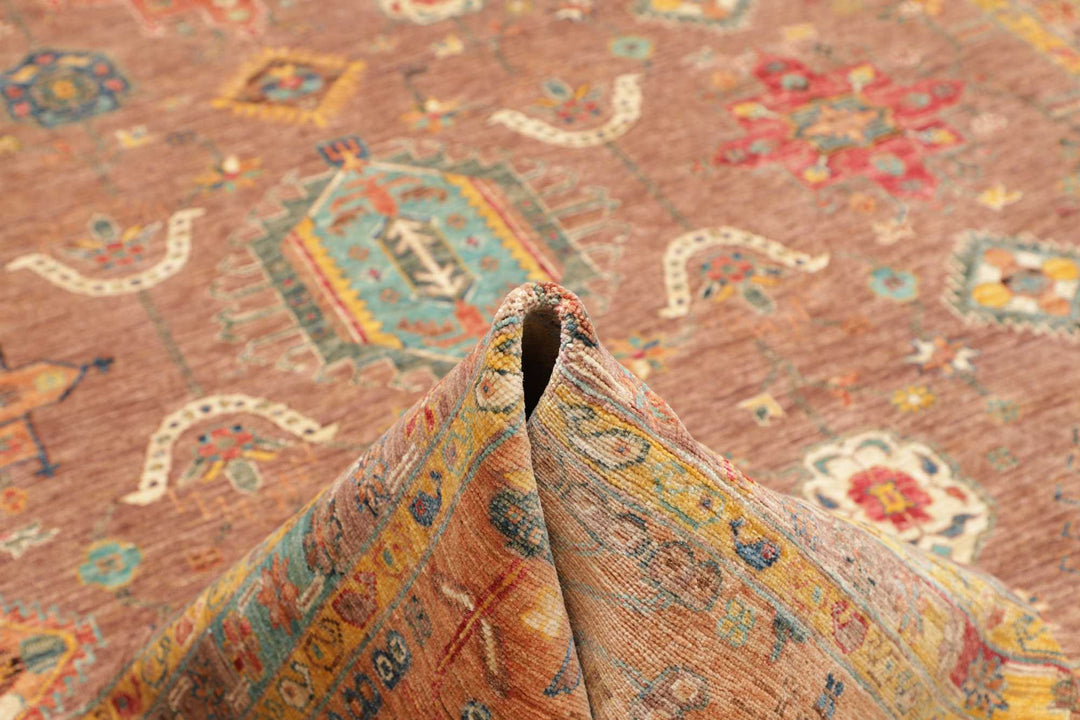 Karakul Teppich 9 x 12 ft (272 x 379 cm) Rosenholz Apricot handgeknüpft | 482488