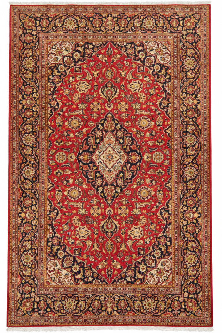 Kashan Silk Rug 5 × 7 ft (210 × 138 cm) Red | 14504