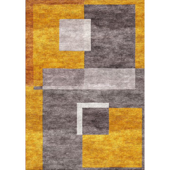 Cubism Silk Rug Made to Order Gold & Grey | 32001