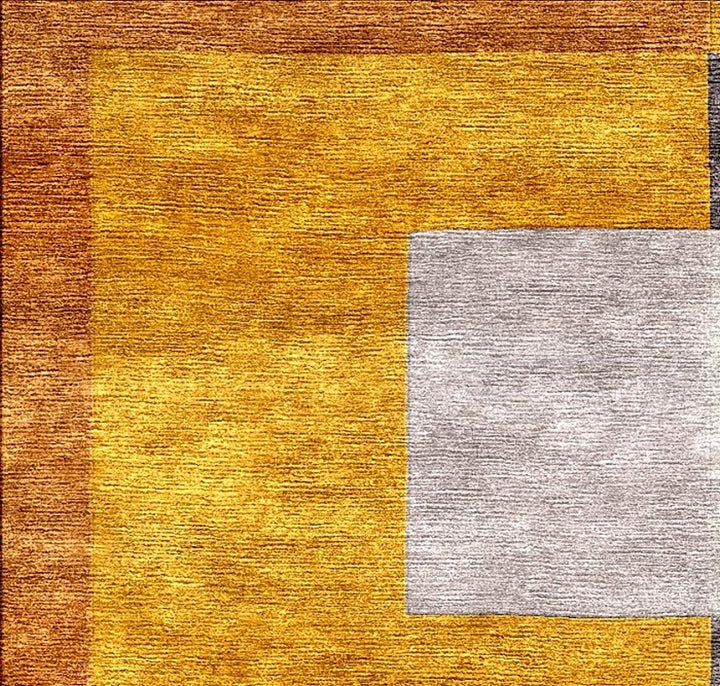 Cubism Silk Rug Made to Order Gold & Grey | 32001
