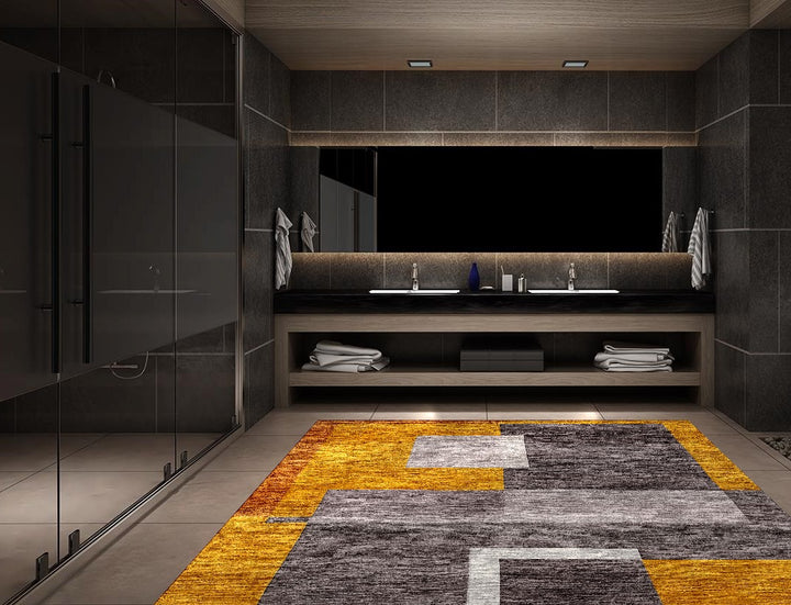 Cubism Silk Rug Made to Order Gold & Grey | 32001