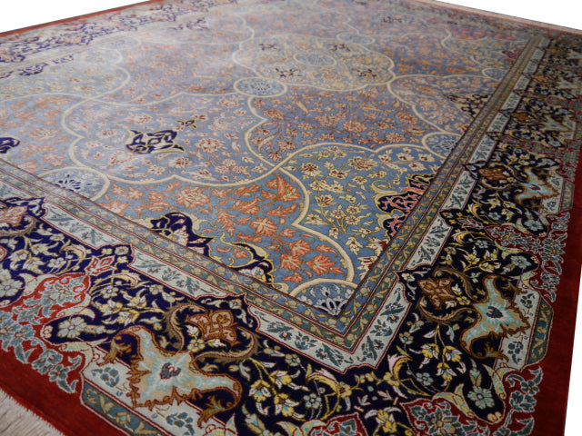 Qum silk rug — full view, Djoharian #12233