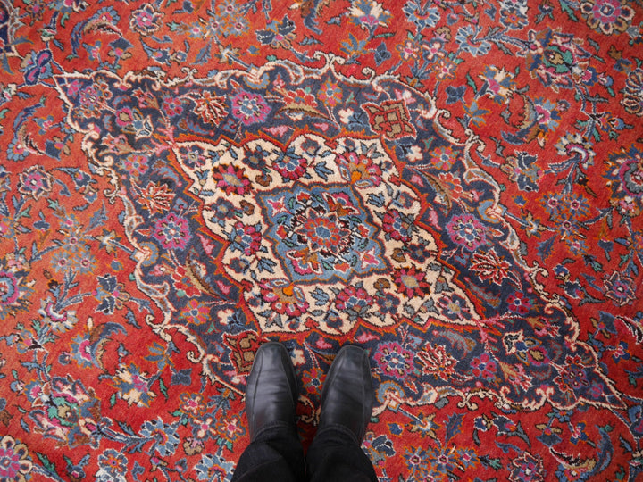 Tapis Kashan palais vintage rouge floral 434 × 317 cm | 14329
