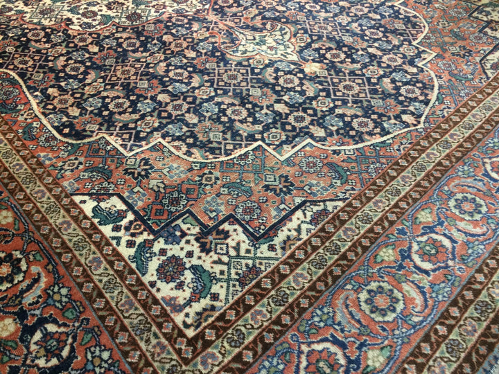 Tabriz Muted Vintage Rug 7.6 x 11 ft living or dining room area