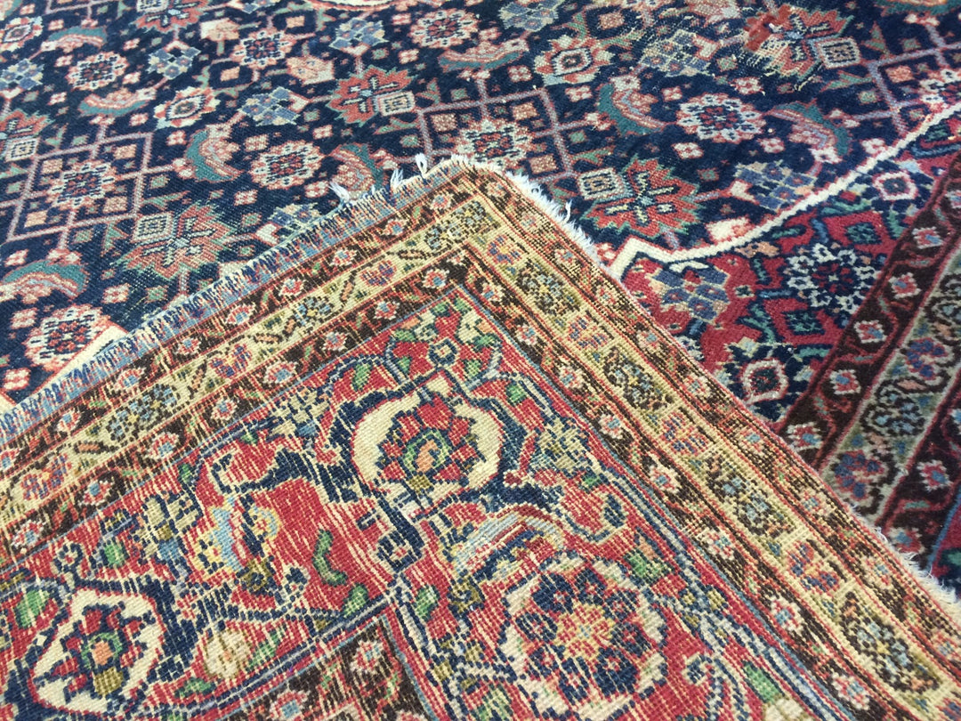 Tabriz Muted Vintage Rug 7.6 x 11 ft living or dining room area