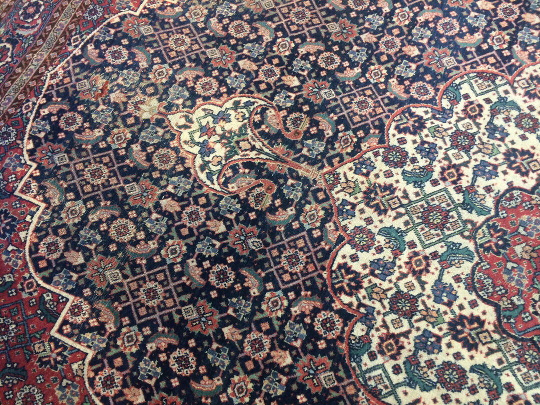 Tabriz Muted Vintage Rug 7.6 x 11 ft living or dining room area