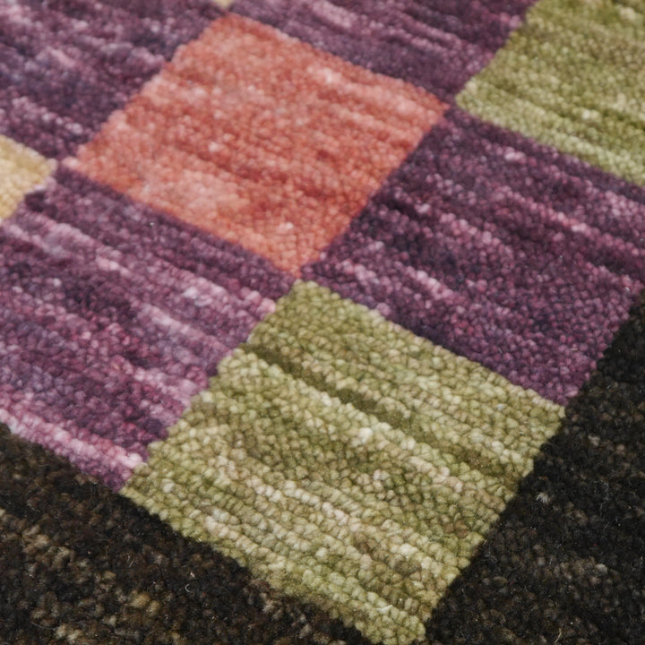 Loribaft checkerboard wool designer rug 13889 — detail 3