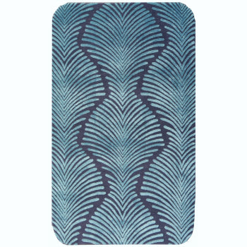 Zebra wool and silk rug, blue and turquoise – 163 × 93 cm | 16064