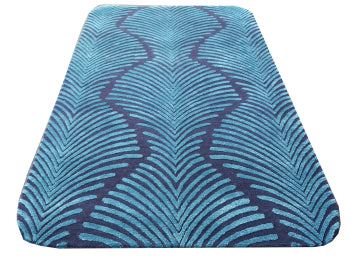 Zebra wool and silk rug, blue and turquoise – 163 × 93 cm | 16064 – detail 1
