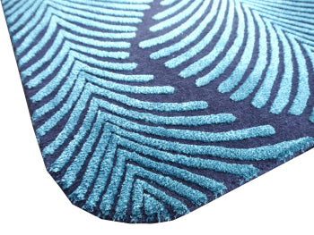 Zebra wool and silk rug, blue and turquoise – 163 × 93 cm | 16064 – detail 3