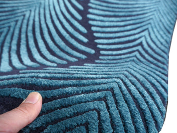 Zebra wool and silk rug, blue and turquoise – 163 × 93 cm | 16064 – detail 7