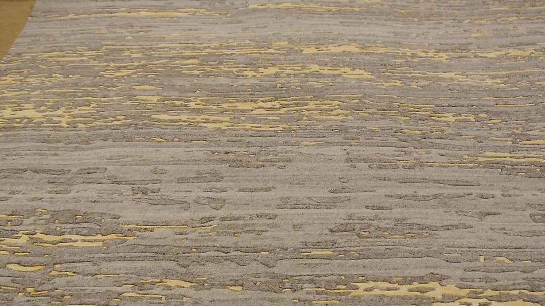 Herleen Modern Designer Vloerkleed Wol &amp; Viscose — Grijs &amp; Goud