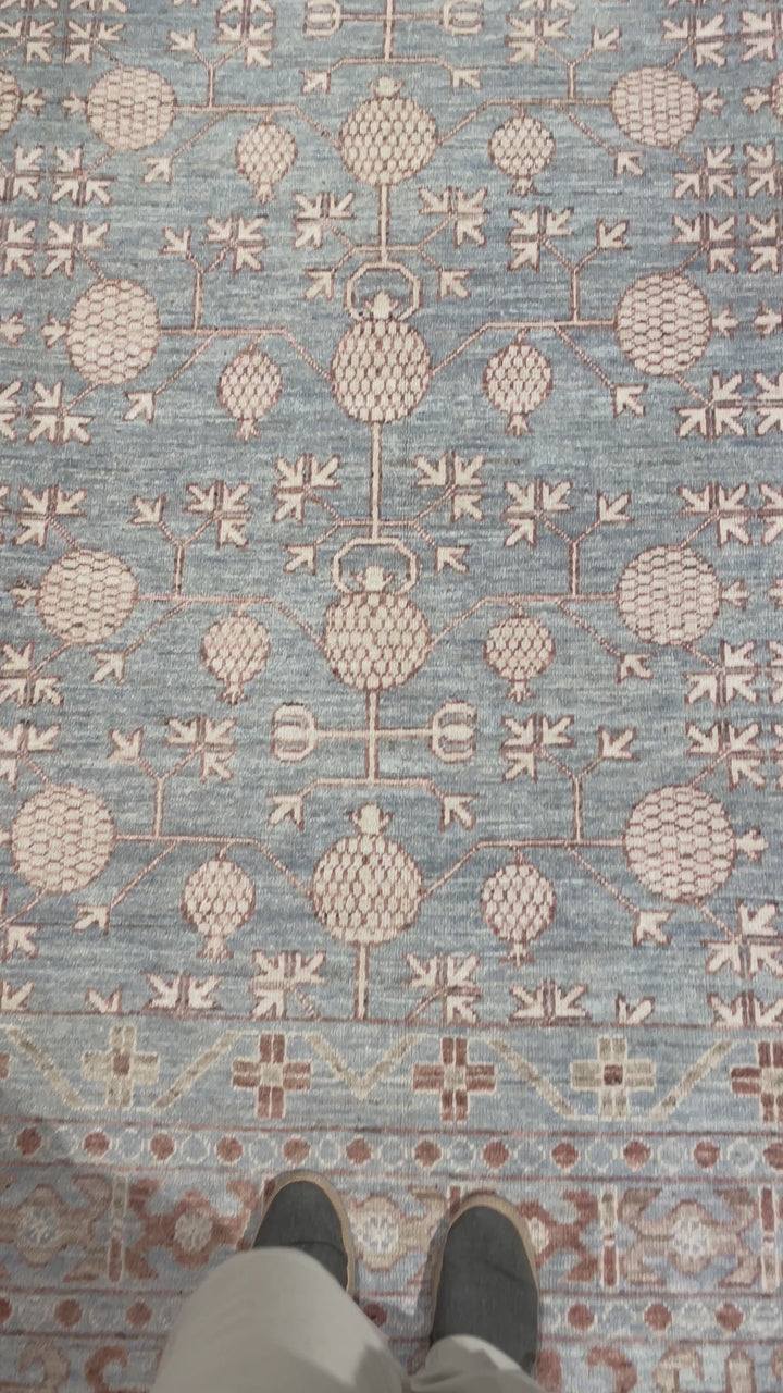 Royal Khotan Samarkand Rug 9 × 11 ft (345 × 275 cm) Grey Beige Afghan | 16400