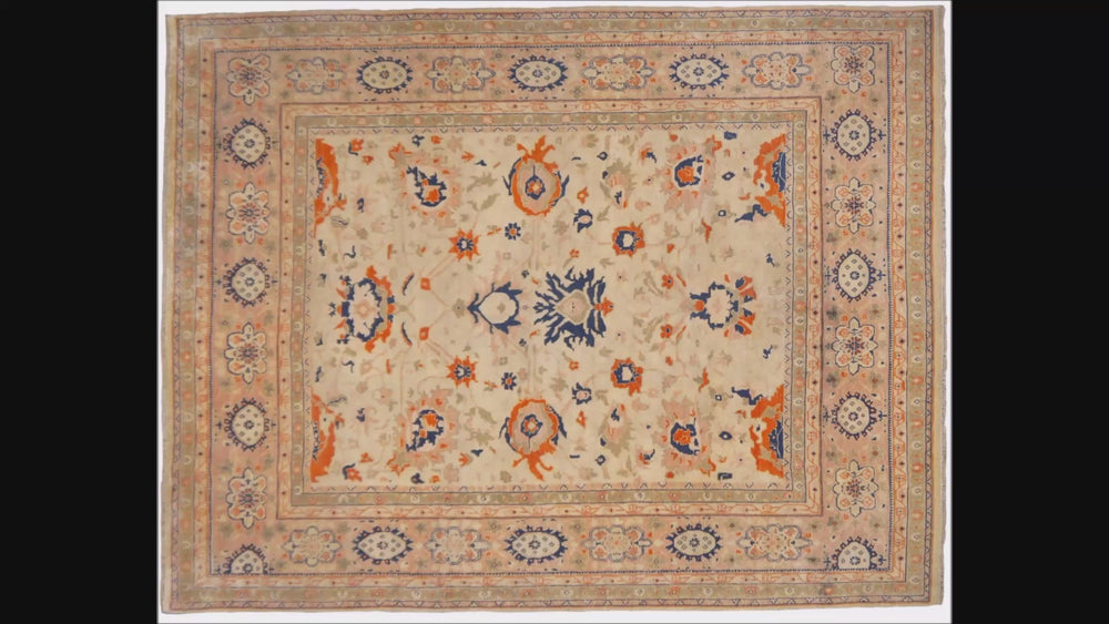 Ziegler Rug 250x300 8x10 ft Antique Sultanabad  design area rug in beige, sage, blue and orange for living room, dining room, bedroom or office. Ziegler Tapis Teppich 