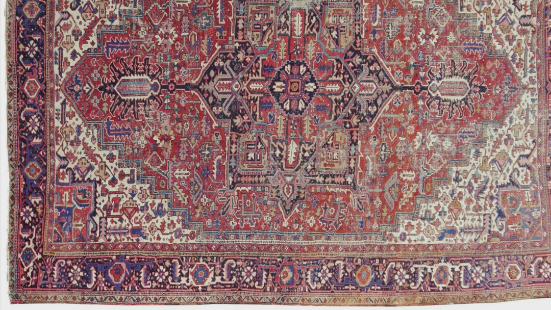 Antique Heriz Rug 10 × 13 ft (400 × 300 cm) Worn to Perfection | 15521