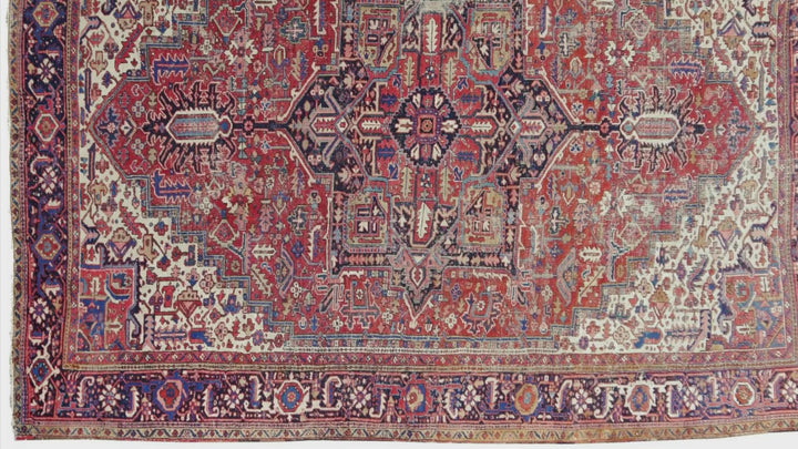 Antique Heriz Rug 10 × 13 ft (400 × 300 cm) Worn to Perfection | 15521