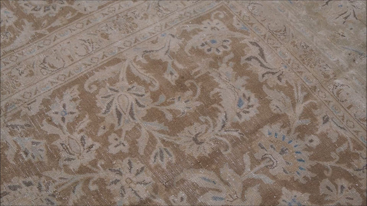 Vintage Tabriz Wollteppich 400 × 276 cm – Gedämpft Braun Blau | 16294