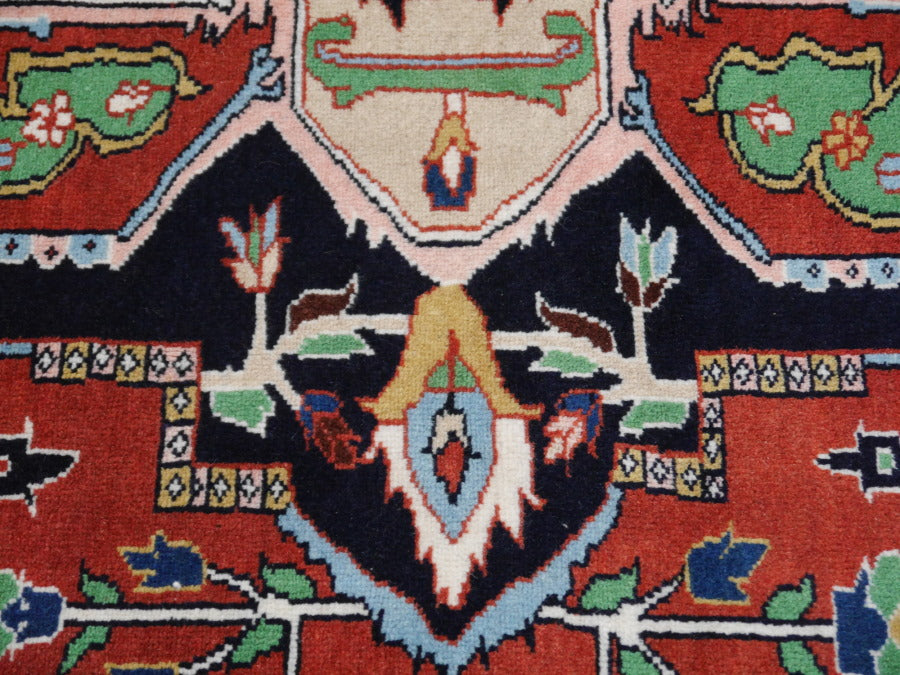 Vintage Gouchan Teppich im Heriz-Design 297×203 cm – Ziegelrot Marineblau | 09522