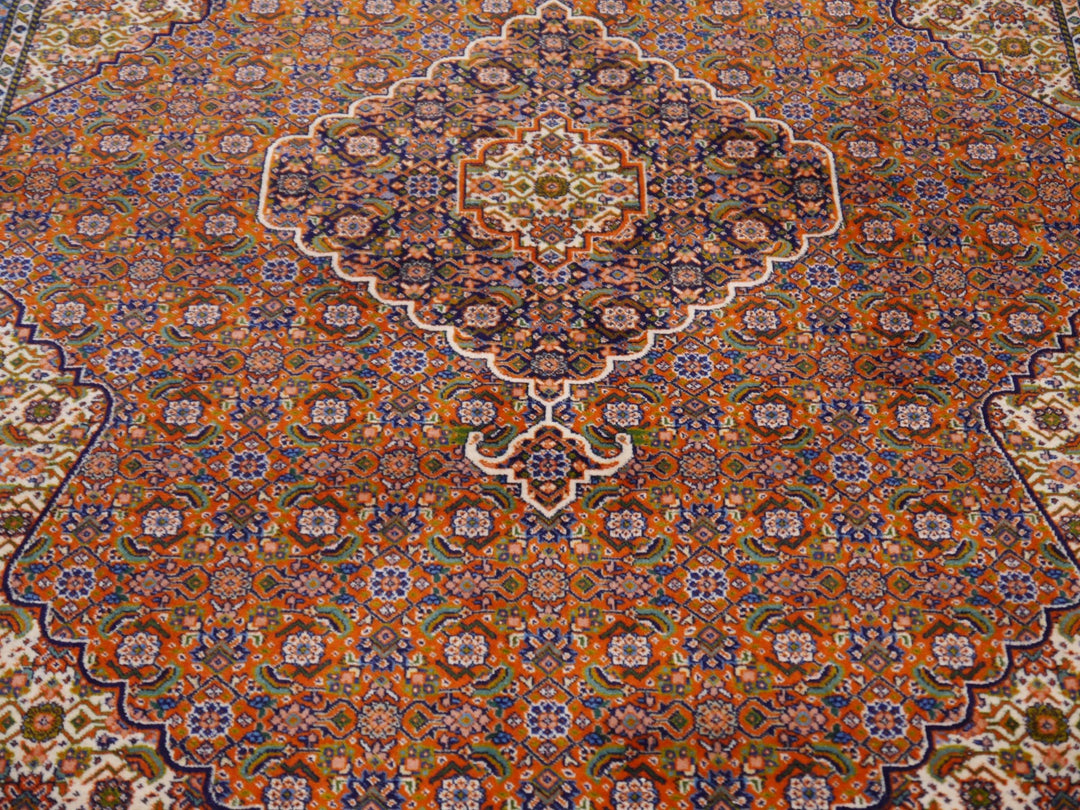 Vintage Tabriz 50 Raj Mahi Rug 4.9 × 6.9 ft (211 × 150 cm) Rust Navy Ivory | 14096