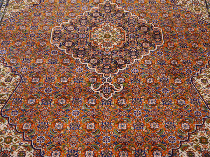 Vintage Tabriz 50 Raj Mahi Rug 4.9 × 6.9 ft (211 × 150 cm) Rust Navy Ivory | 14096