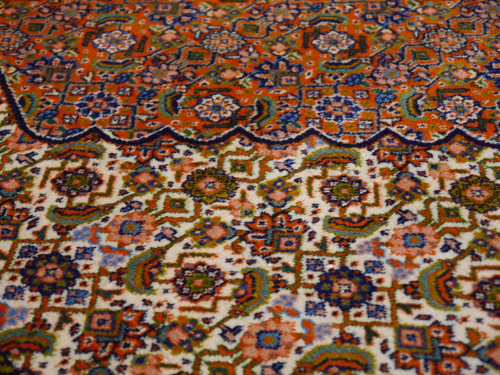 Vintage Tabriz 50 Raj Mahi Rug 4.9 × 6.9 ft (211 × 150 cm) Rust Navy Ivory | 14096