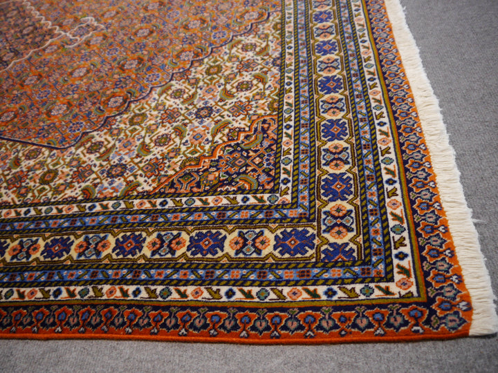 Vintage Tabriz 50 Raj Mahi Rug 4.9 × 6.9 ft (211 × 150 cm) Rust Navy Ivory | 14096