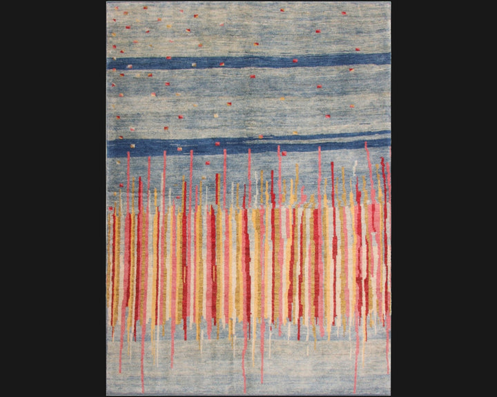 Edelgrund Design Rug 7 x 5 ft Veggie dyes Blue Pink