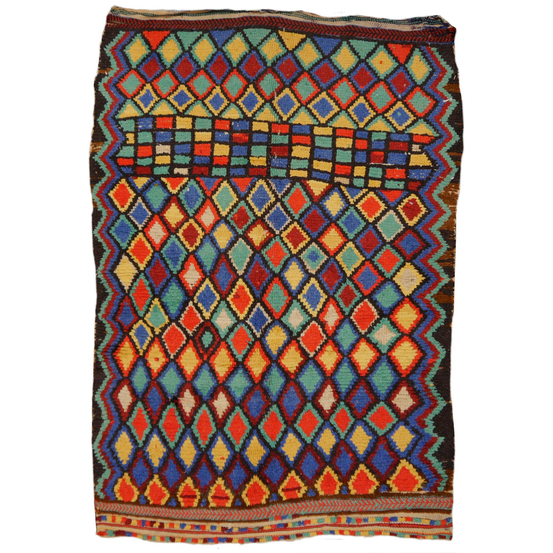 Azilal Moroccan Vintage Berber Rug 7.7x5.1 ft Hand-Knotted Colorful