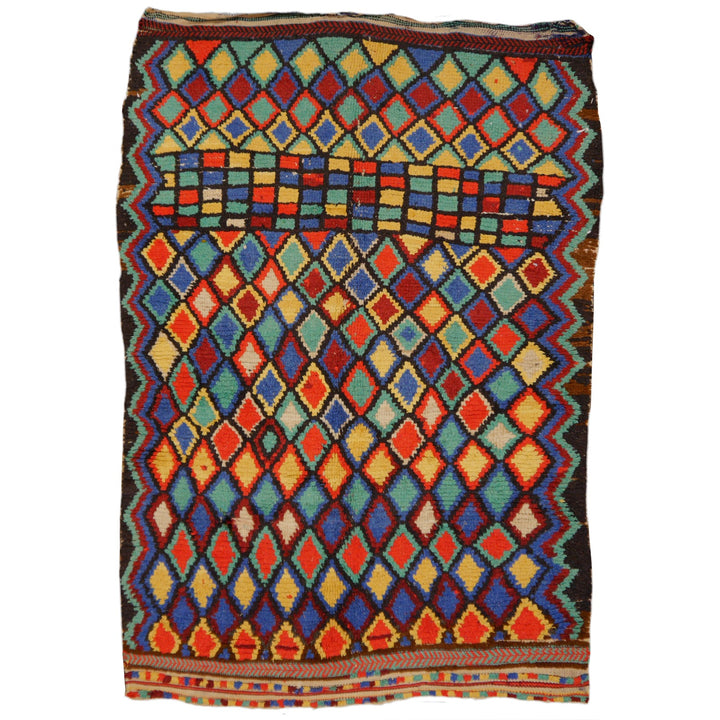 Azilal Moroccan Vintage Berber Rug 7.7x5.1 ft Hand-Knotted Colorful