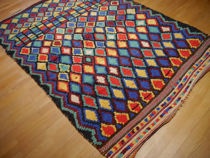 Azilal Berber Teppich Vintage Marokkanisch Rauten Bunt 155 × 235 cm | 14705
