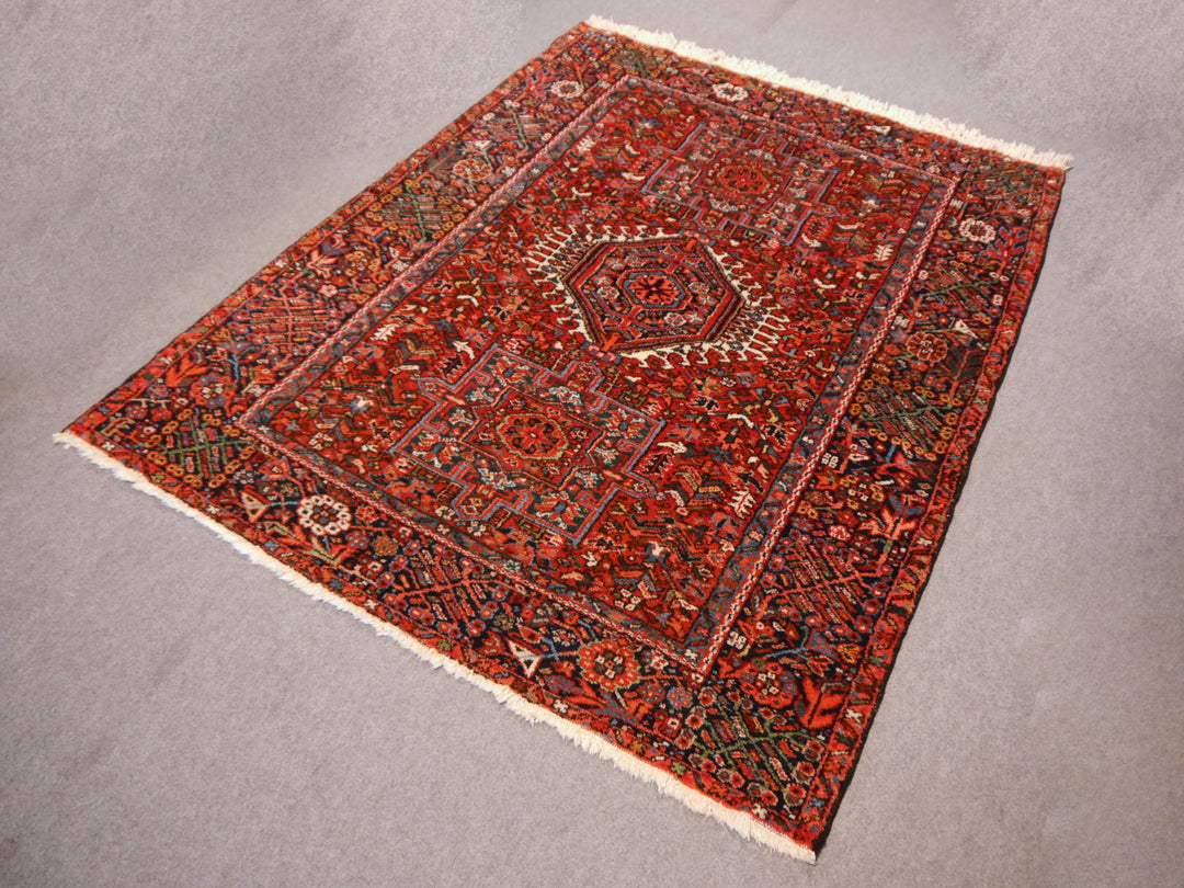Vintage Karaja Heriz Rug 6 × 5 ft (195 × 147 cm) Geometric Red | 14865