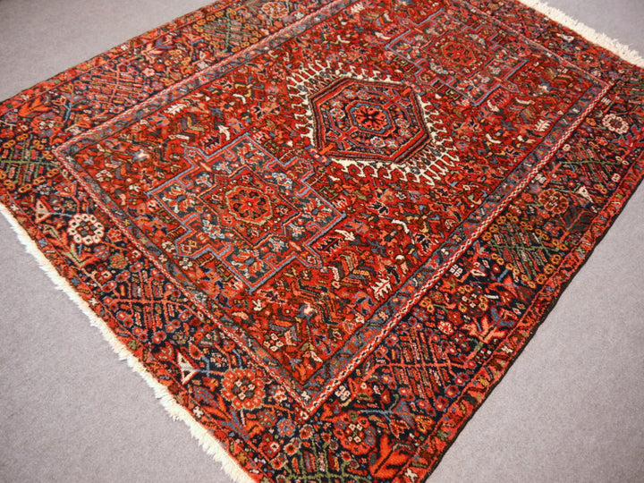 Vintage Karaja Heriz Rug 6 × 5 ft (195 × 147 cm) Geometric Red | 14865