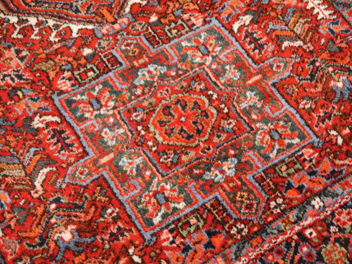 Vintage Karaja Heriz Rug 6 × 5 ft (195 × 147 cm) Geometric Red | 14865