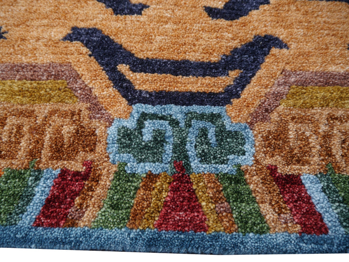 Tibetan Tiger Rug 6 x 3 ft hand-knotted Exclusive Tibetan Tiger rug, hand-knotted from wool.