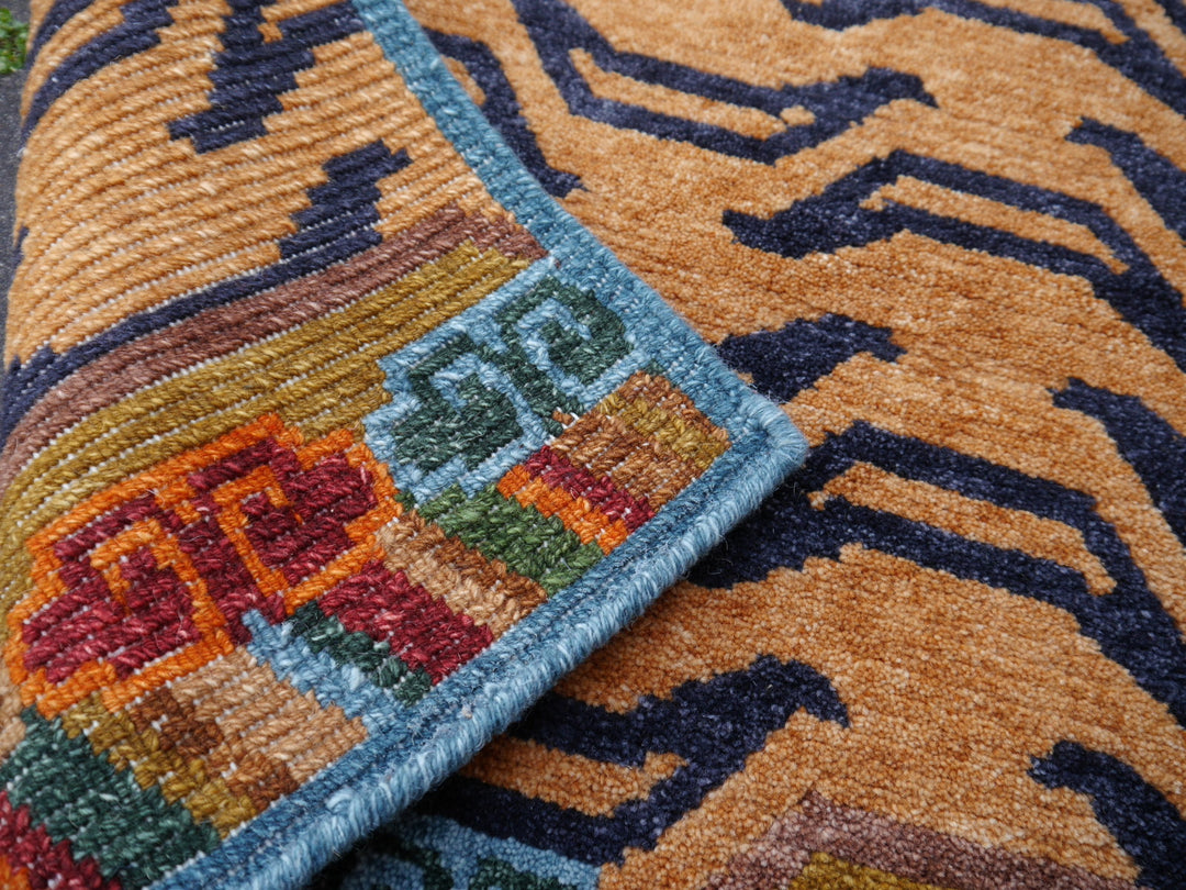 Tibetan Tiger Rug 6 x 3 ft hand-knotted Exclusive Tibetan Tiger rug, hand-knotted from wool.
