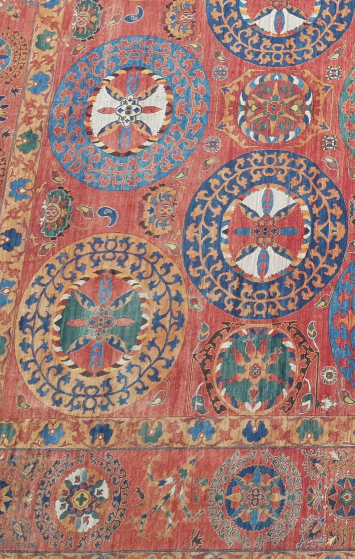 Palatial and huge palace size, oversized rug, hand-knotted wool.  It was part of the set on the movie SPENCER with Kristen Stewart. 