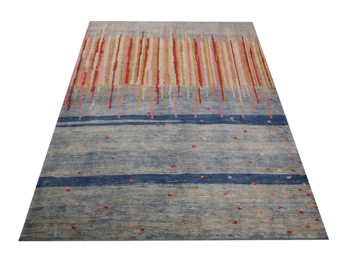 Edelgrund Design Rug 7 x 5 ft Veggie dyes Blue Pink