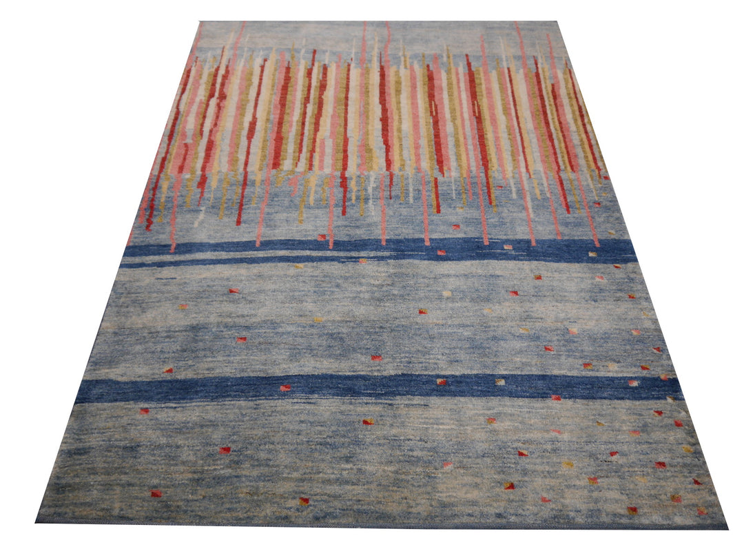 Edelgrund Design Rug 7 x 5 ft Veggie dyes Blue Pink