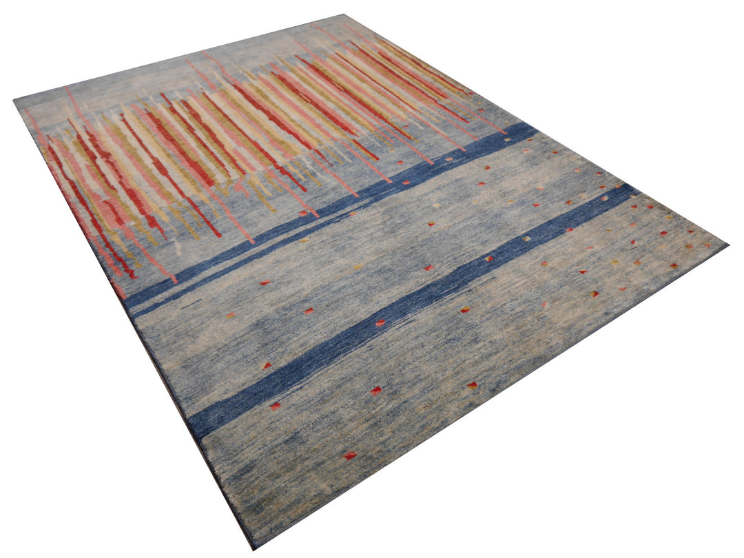 Edelgrund Design Rug 7 x 5 ft Veggie dyes Blue Pink