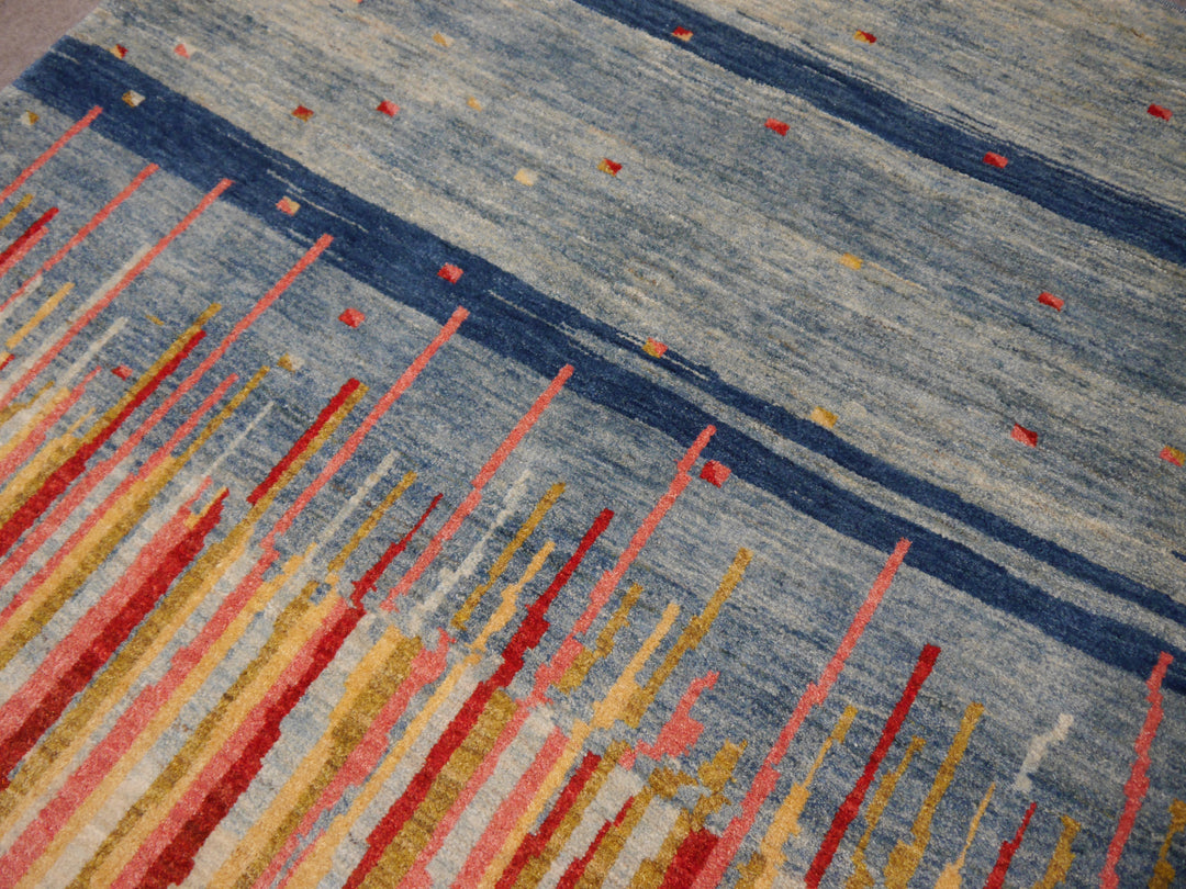 Edelgrund Design Rug 7 x 5 ft Veggie dyes Blue Pink