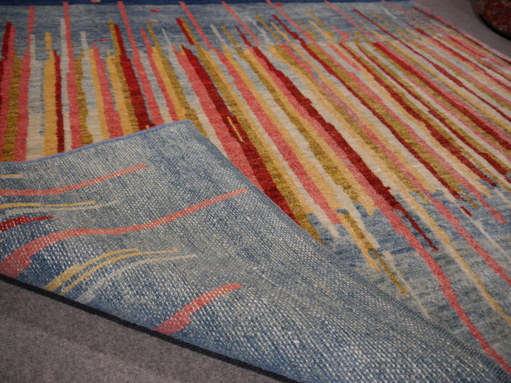 Edelgrund Design Rug 7 x 5 ft Veggie dyes Blue Pink